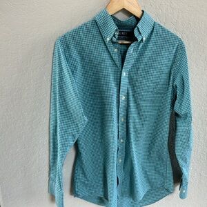 Ralph Lauren Non-Iron Green and blue Plaid Check Button Down Shirt